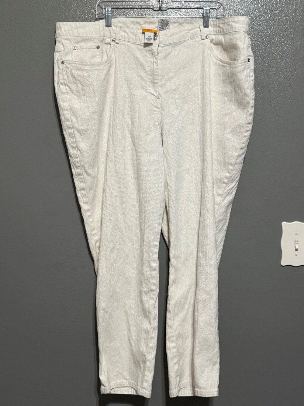 Ruby Rd Women's White Pants with Glitter 22W